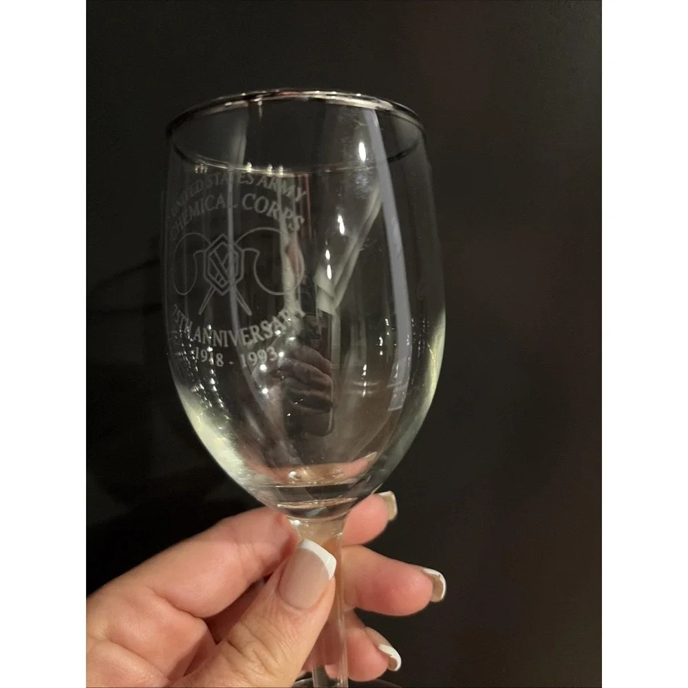 commemorative wine glass 75th Anniversary United States Army Chemical‎ corps '93